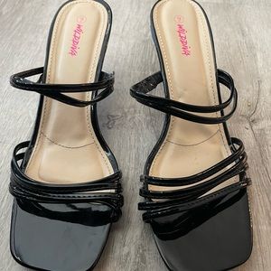 Wild Diva Black Strappy Heels